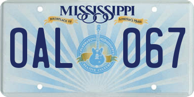 MS license plate OAL067