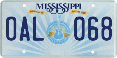 MS license plate OAL068