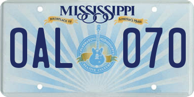 MS license plate OAL070