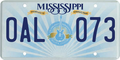 MS license plate OAL073