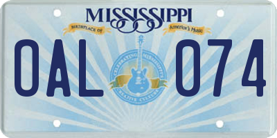 MS license plate OAL074