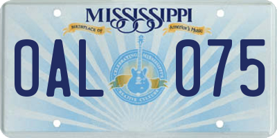 MS license plate OAL075