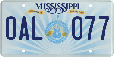 MS license plate OAL077