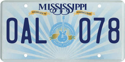 MS license plate OAL078