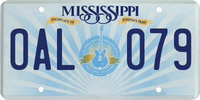 MS license plate OAL079