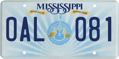 MS license plate OAL081