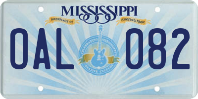 MS license plate OAL082