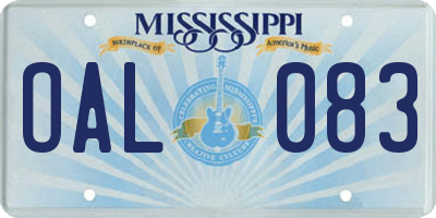 MS license plate OAL083
