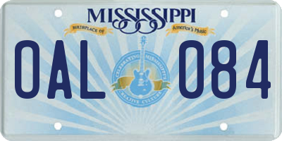 MS license plate OAL084
