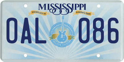 MS license plate OAL086
