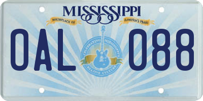 MS license plate OAL088