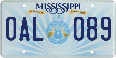 MS license plate OAL089