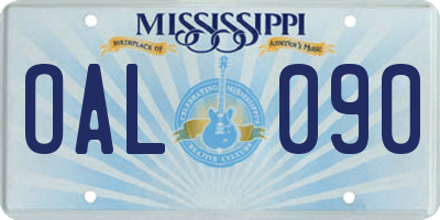 MS license plate OAL090