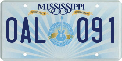 MS license plate OAL091