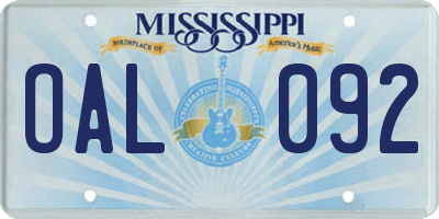 MS license plate OAL092