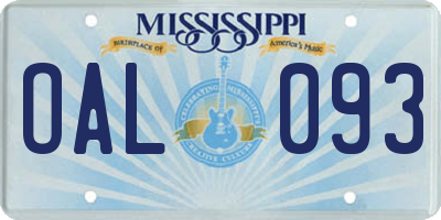 MS license plate OAL093