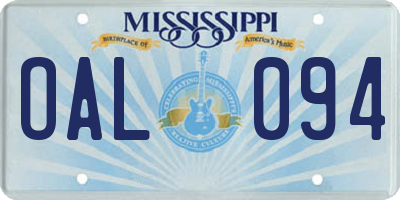 MS license plate OAL094
