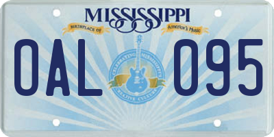 MS license plate OAL095