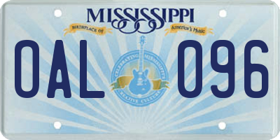 MS license plate OAL096