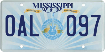 MS license plate OAL097