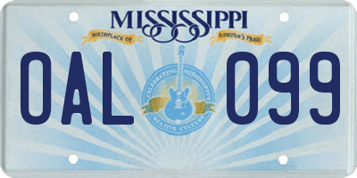 MS license plate OAL099