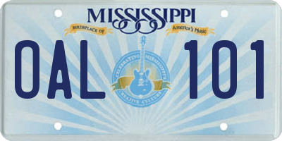 MS license plate OAL101