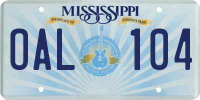 MS license plate OAL104