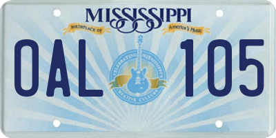 MS license plate OAL105