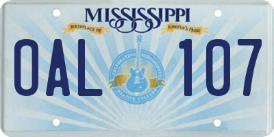MS license plate OAL107