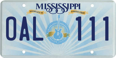 MS license plate OAL111