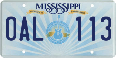 MS license plate OAL113