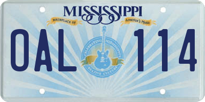 MS license plate OAL114
