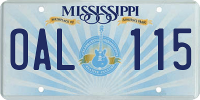 MS license plate OAL115