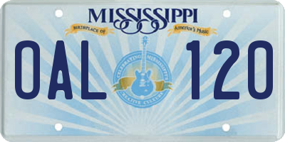 MS license plate OAL120