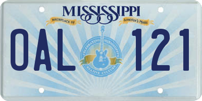 MS license plate OAL121