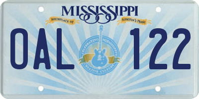 MS license plate OAL122