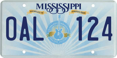 MS license plate OAL124