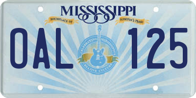 MS license plate OAL125