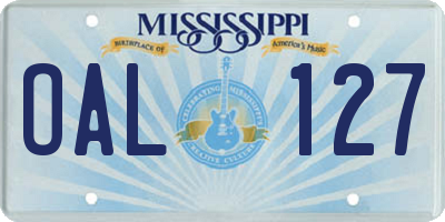 MS license plate OAL127