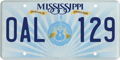 MS license plate OAL129