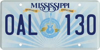 MS license plate OAL130