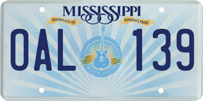 MS license plate OAL139