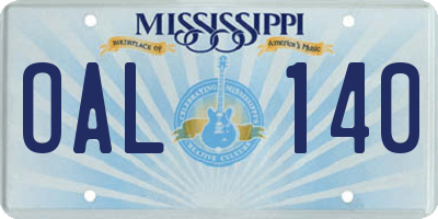 MS license plate OAL140