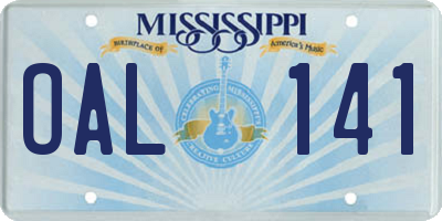 MS license plate OAL141