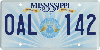 MS license plate OAL142