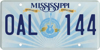 MS license plate OAL144