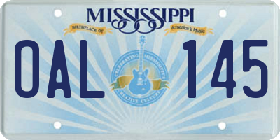MS license plate OAL145