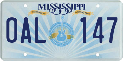MS license plate OAL147