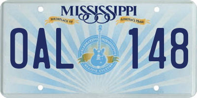 MS license plate OAL148