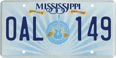 MS license plate OAL149